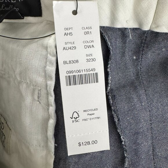 J. Crew Ludlow Baird Mcnutt Slim Pant 32 Irish Cotton Linen Blue NWT PT-2554 - Picture 7 of 12